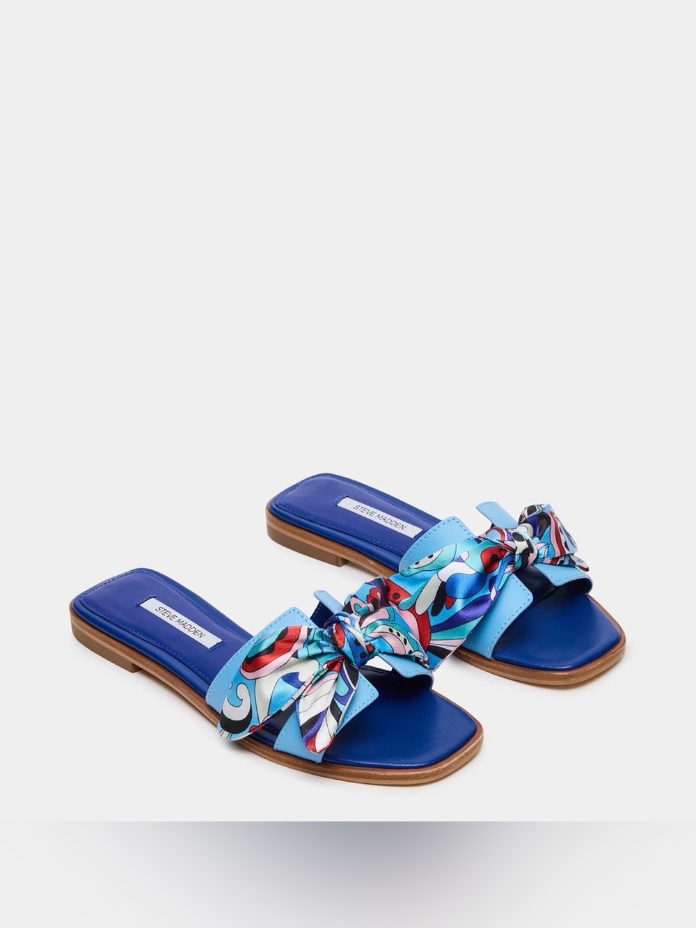 Steve Madden Hadyn- Scarf Patterned Bow Slide Sandals